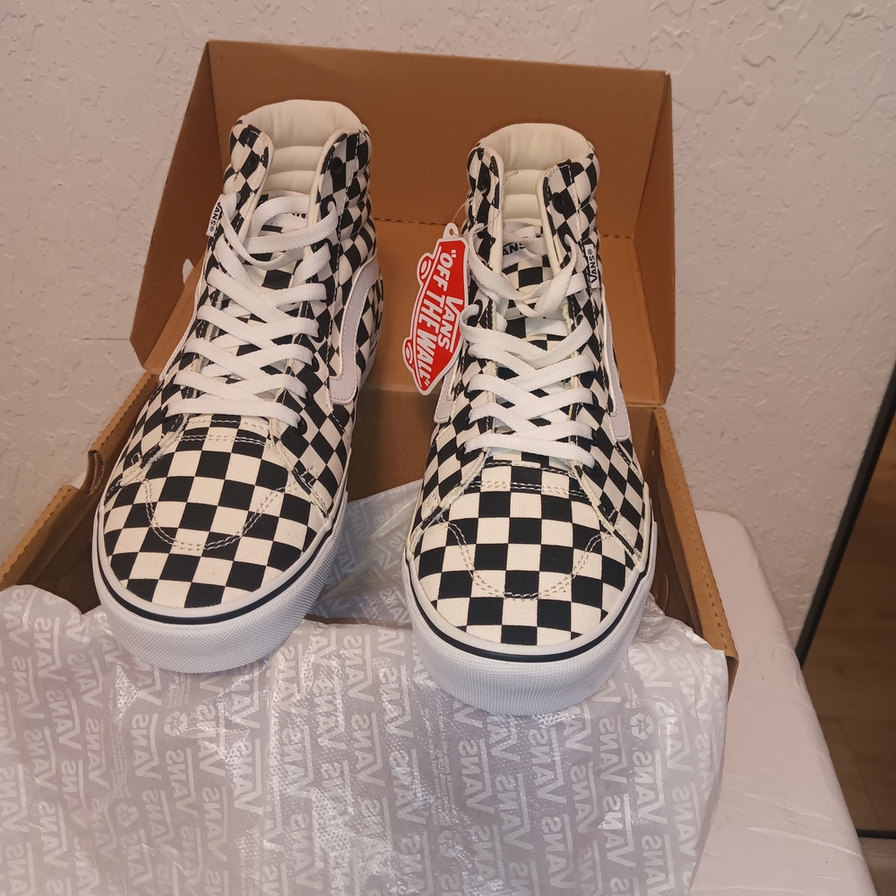 Vans Black and White Checkerboard High-Tops